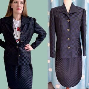 Anne Crimmins vintage checkered blue suit.